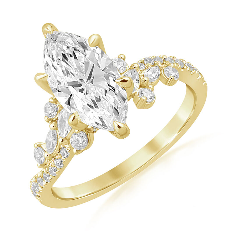 Marquise-Cut Lab Grown 2ct. Diamond Engagement Ring With Marquise & Brilliant-Cut Accents in 14k Yellow Gold image number null